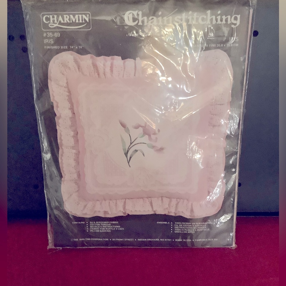 Chainstitching pillow kit, everything to make a 14”X14” pillow except insert.
